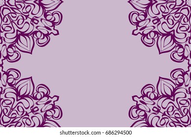 Wedding invitation card with mandala background. purple color, fashion design