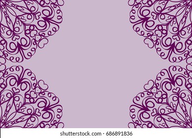 Wedding invitation card with mandala background. purple color, fashion design