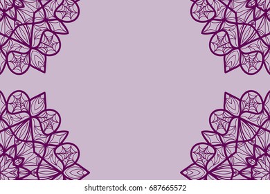 Wedding invitation card with mandala background. purple color, fashion design