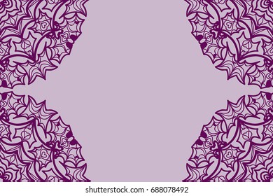 Wedding invitation card with mandala background. purple color, fashion design