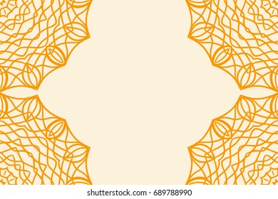 Wedding Invitation card with mandala. Template vector illustration. Orange color