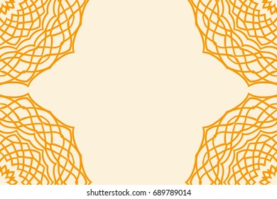 Wedding Invitation card with mandala. Template vector illustration. Orange color
