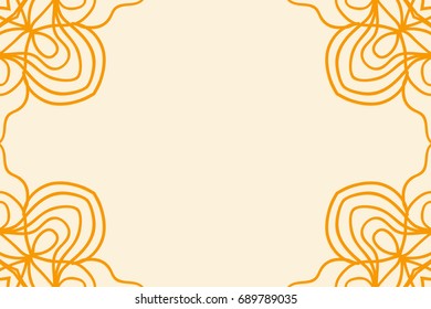 Wedding Invitation card with mandala. Template vector illustration. Orange color