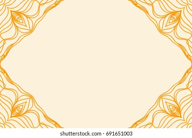 Wedding Invitation card with mandala. Template vector illustration. Orange color