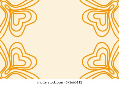 Wedding Invitation card with mandala. Template vector illustration. Orange color