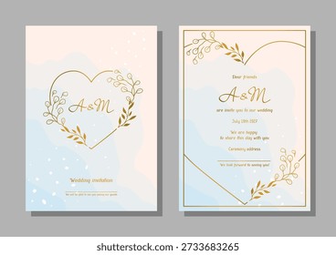 Wedding invitation card. Marriage background with pretty stylized floral twigs.