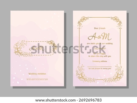 Wedding invitation card. Marriage background with pretty stylized floral twigs.