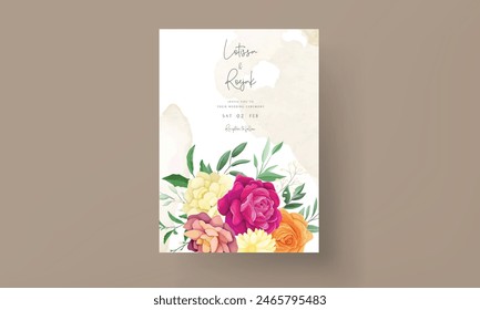 wedding invitation card with Mexican flowers frame