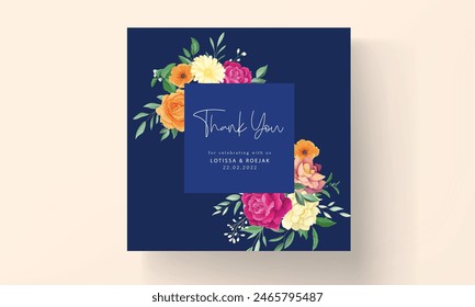 wedding invitation card with Mexican flowers frame
