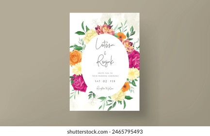 wedding invitation card with Mexican flowers frame