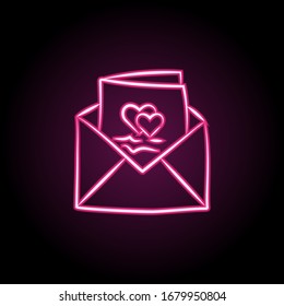 Wedding invitation card neon icon. Simple thin line, outline vector of wedding icons for ui and ux, website or mobile application