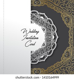 wedding invitation card paper cut design