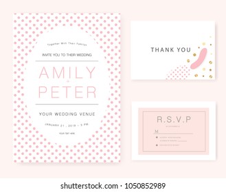 Wedding invitation card with Pink set