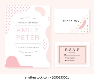 Wedding invitation card with Pink set