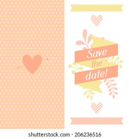 Wedding invitation card with pretty stylized flowers.