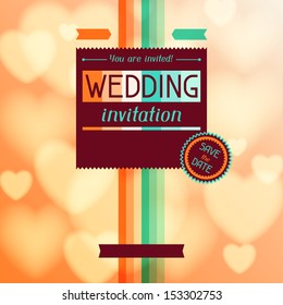 Wedding invitation card in retro style.