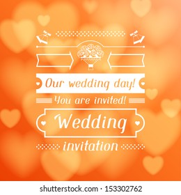 Wedding invitation card in retro style.