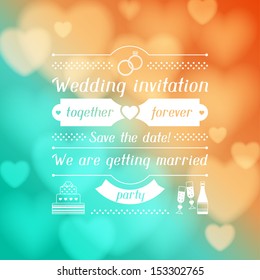 Wedding invitation card in retro style.