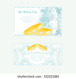 wedding Invitation card with rings  set