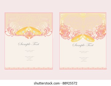 wedding Invitation card with rings set