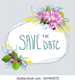wedding invitation card with romantic flower Templates
