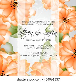 Wedding invitation card with romantic flower dog-rose