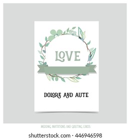 Wedding invitation card with romantic flower templates
