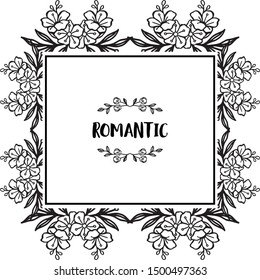 Wedding invitation card romantic, with pattern plant of leaf flower frame. Vector