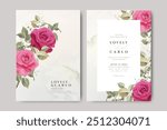 wedding invitation card with roses flowers decoration	