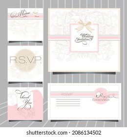 wedding invitation card with roses in pastel colors