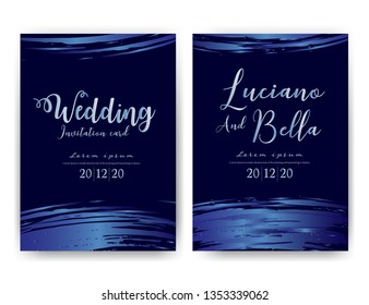 Wedding invitation card, Save the date wedding card, Modern card design with golden geometric and brush stroke, Vector illustration.