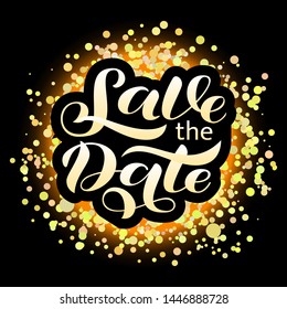 Wedding invitation card. Save the date lettering. Vector illustration