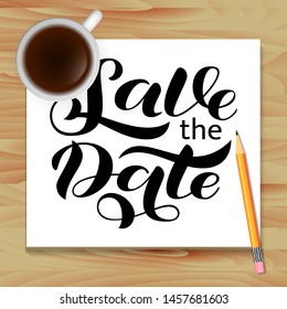 Wedding invitation card. Save the date lettering. Vector illustration