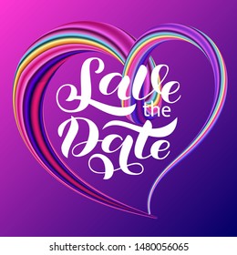 Wedding invitation card. Save the date lettering. Vector illustration
