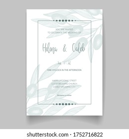 Einladungskarte Hochzeit, speichern Sie das Datum mit Blumen, Blättern und Ästen.
