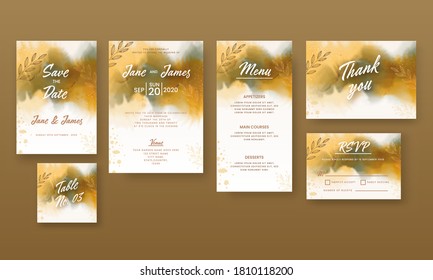 Wedding Invitation Card With Save The Date, Venue, Menu, Thank You, Table No, RSVP Details.