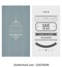 Wedding invitation card. Save the date. Vector illustration