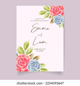 
Tarjeta de invitación de boda, guardar la fecha con acuarela , flores, hojas y ramas.