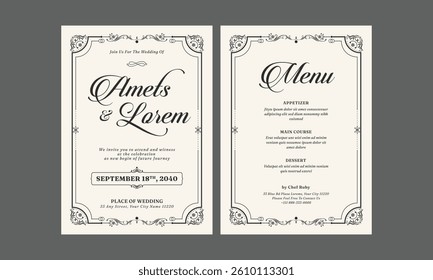 Wedding Invitation card, save the date, thank you, rsvp template. Vector.