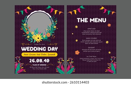 Wedding Invitation card, save the date, thank you, rsvp template. Vector.