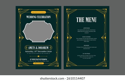 Wedding Invitation card, save the date, thank you, rsvp template. Vector.