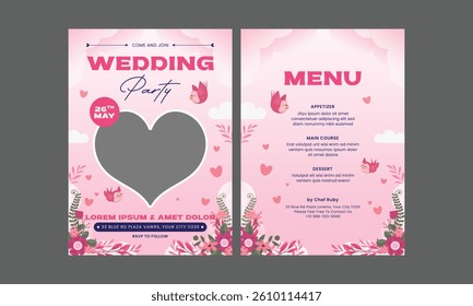 Wedding Invitation card, save the date, thank you, rsvp template. Vector.