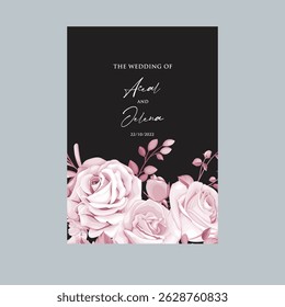 Cartão de convite de casamento salvar a data, obrigado, cartão rsvp Modelo de design. Vetor. Flor de anêmona, dólar de prata, folhas, flor de cera. Estilos de aquarela.