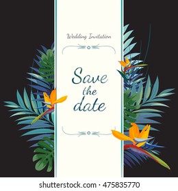 Wedding invitation card. Save the date. Colorful vector illustration.