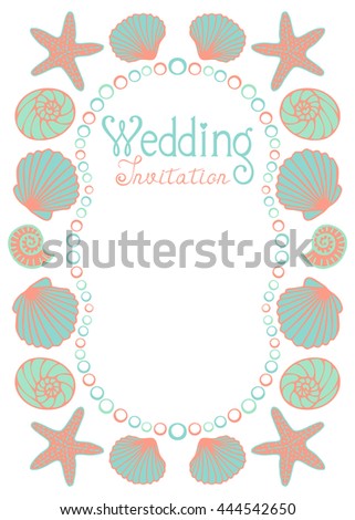 Wedding Invitation Card Sea Beach Theme Stock Vektorgrafik