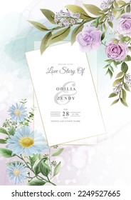 wedding invitation card set with a beautiful flowers design eps vector