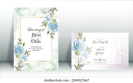 wedding invitation card set with a beautiful flowers design eps vector