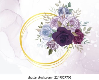 wedding invitation card set with a beautiful flowers design eps vector