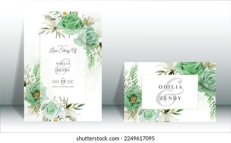 wedding invitation card set with a beautiful flowers design eps vector