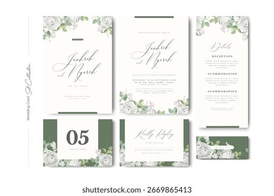 Wedding invitation card set collection with beautiful floral design